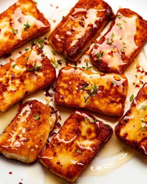 Golden Halloumi with Honey and Thyme