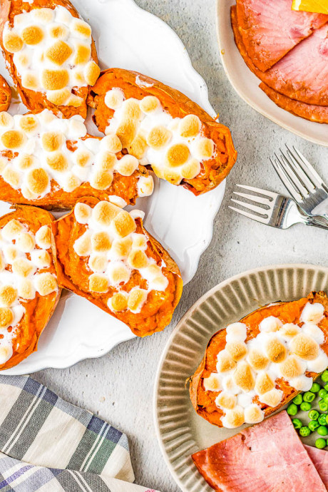 Twice Baked Sweet Potatoes with Marshmallows