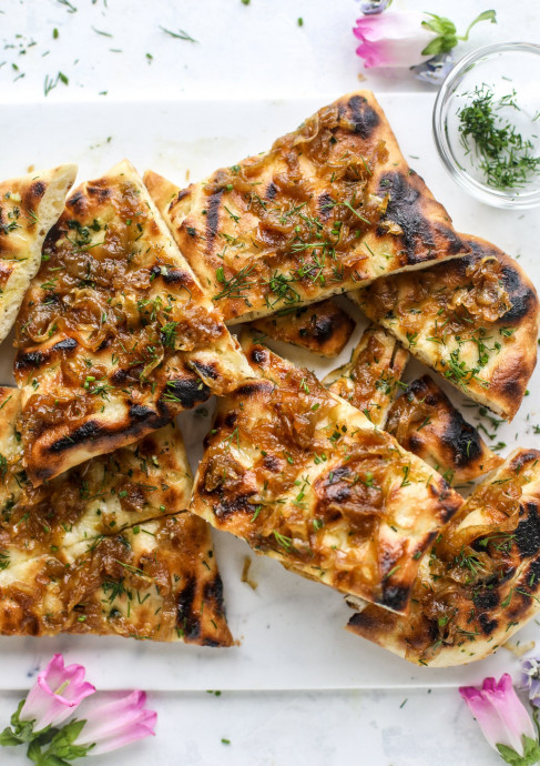 Caramelized Onion And Garlic Butter Grilled Focaccia
