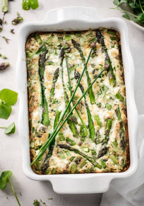 Baked Asparagus Frittata with Goat Cheese
