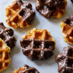 Salted Chocolate Dipped Liege Waffles