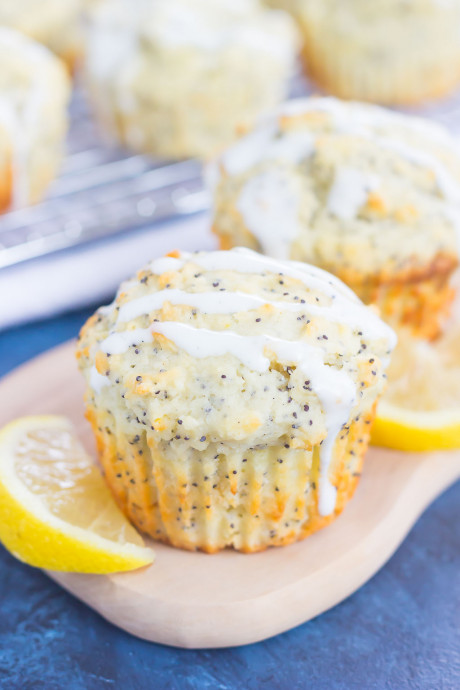 Lemon Poppy Seed Muffins with Cream Cheese Glaze