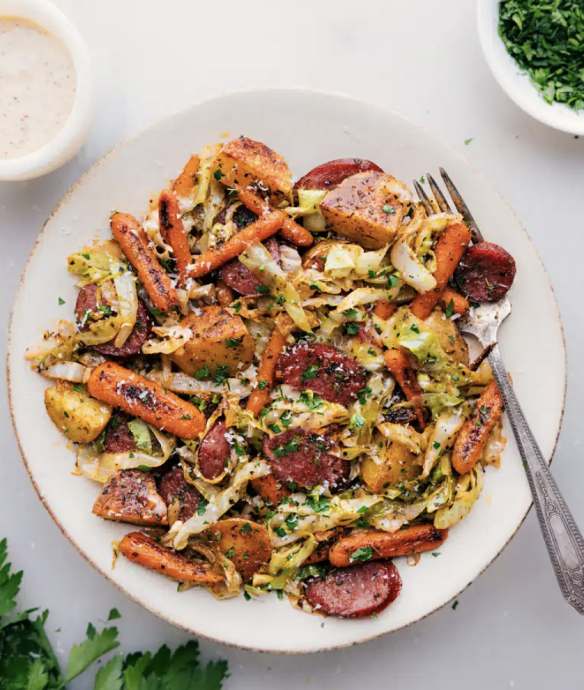 Cabbage, Potatoes, and Sausage (One Pan)