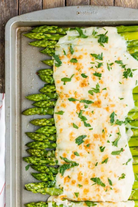 Three Cheese Asparagus Gratin