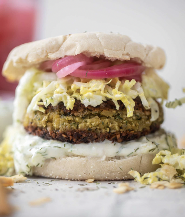 Falafel Burgers With Tzatziki Slaw