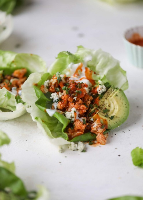 Roasted Buffalo Cauliflower Lettuce Cups