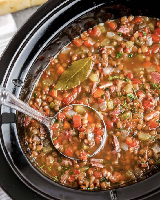 Crock Pot Ham and Lentil Soup