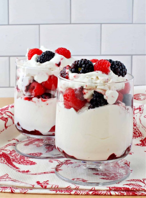 Eton Mess with Raspberries, Blackberries, and Jam