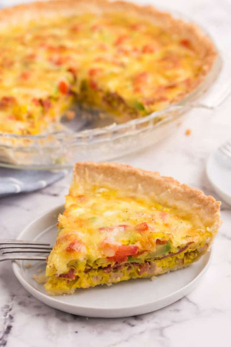 Turkey Club Quiche with Bacon and Swiss Cheese