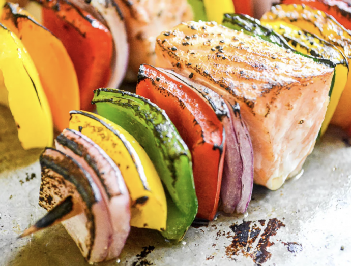 Rainbow Salmon Skewers