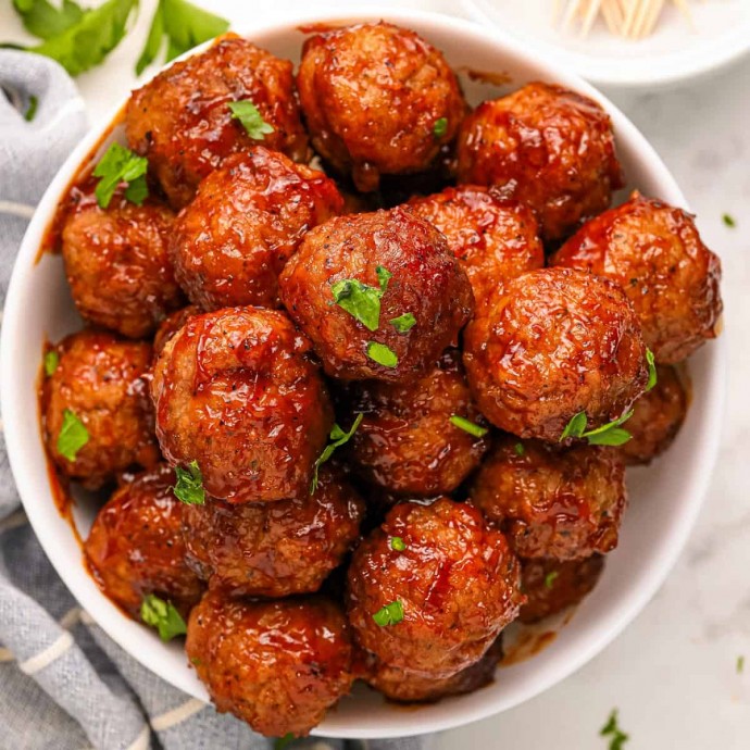 Raspberry Balsamic Crockpot Meatballs