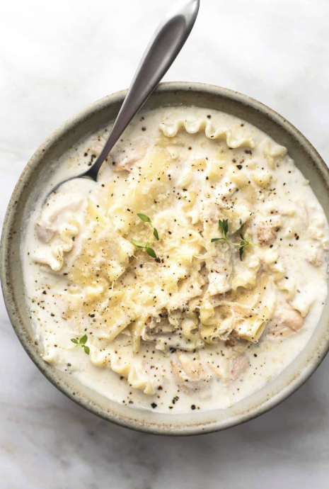 Creamy White Chicken Lasagna Soup