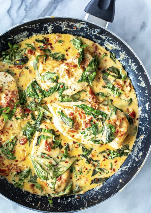 Creamy Basil Chicken Skillet