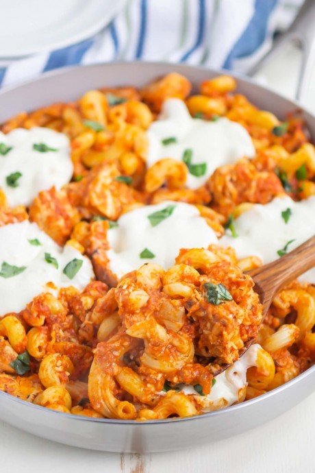 Chicken Parmesan Pasta Skillet