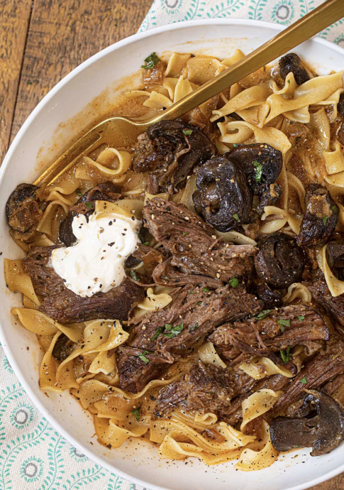 Slow Cooker Pot Roast Beef Stroganoff