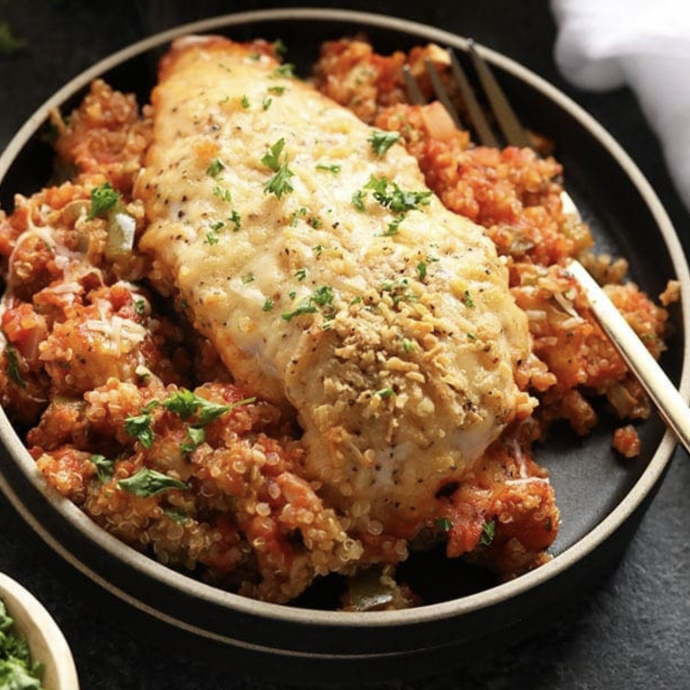 Chicken Parmesan Quinoa Casserole