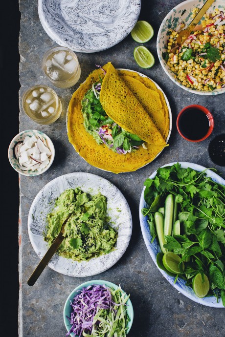 Vietnamese Crêpes with Fresh Corn Salsa