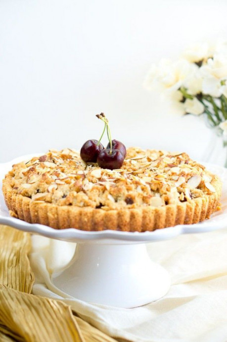 Almond Cherry Crumble Tart