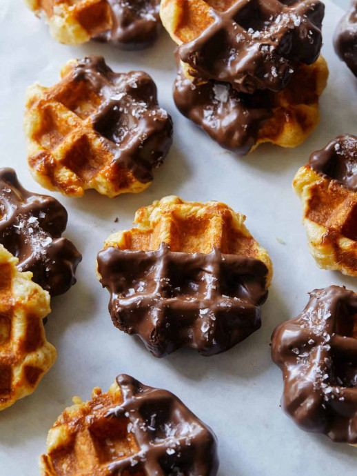 Salted Chocolate Dipped Liege Waffles