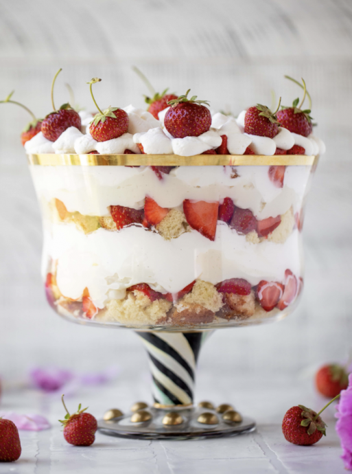 Strawberry Shortcake Trifle With Homemade Vanilla Bean Pudding