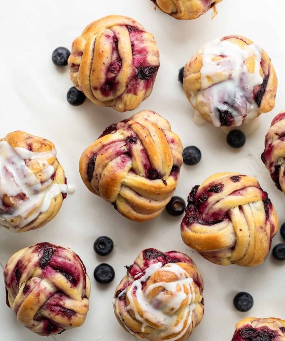 Muffin Tin Braided Blueberry Rolls