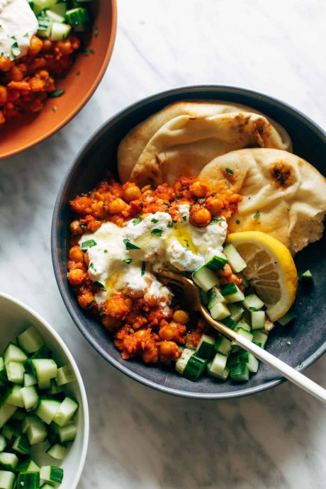 Harissa Chickpeas with Whipped Feta