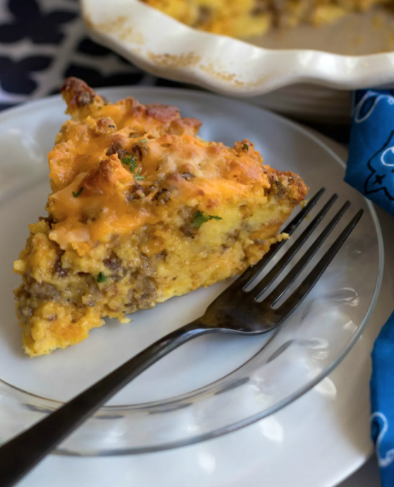 Cheesy Sausage Cornbread Quiche