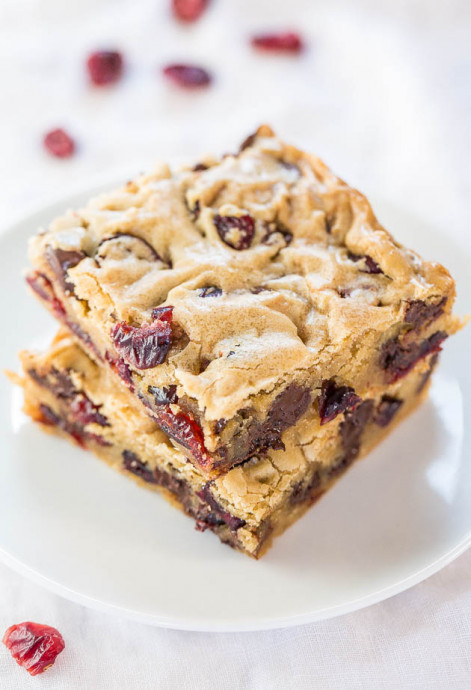 Dark Chocolate Cranberry Blondies