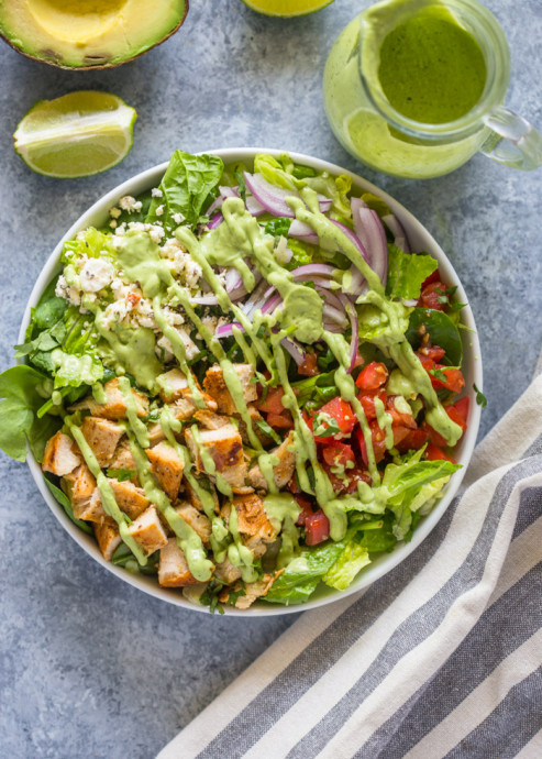 Chopped Chicken Salad with Creamy Avocado Dressing