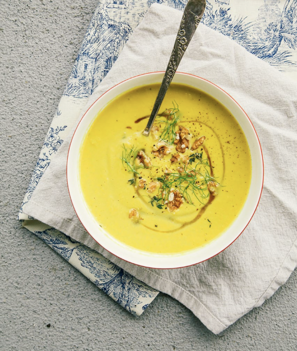 Fennel Walnut Soup With Leeks & Turmeric