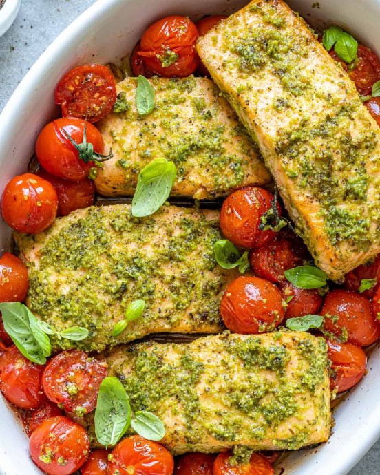 Baked Pesto Salmon