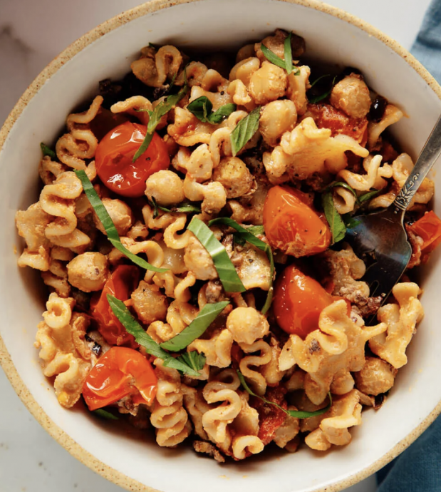 Tomato & Chickpea Pasta with Goat Cheese