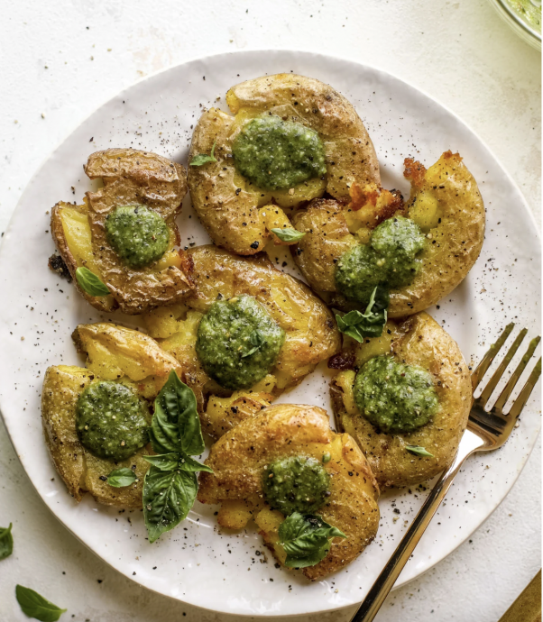 Crispy Pesto Smashed Potatoes