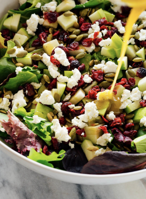 Favorite Green Salad with Apples, Cranberries and Pepitas