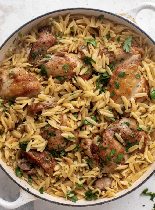 One pot garlic butter chicken orzo