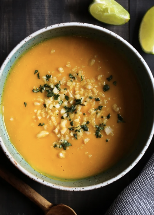 Turmeric Roasted Sweet Potato and Macadamia Soup