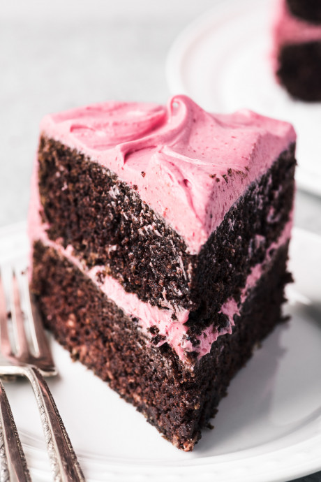 Chocolate Cake with Cranberry Buttercream