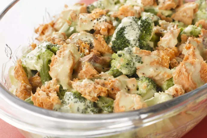 Salmon Casserole With Vegetables and White Sauce
