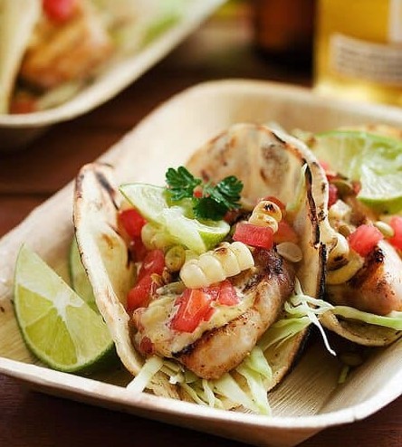 Grilled Fish Tacos with Corn and Pepitas