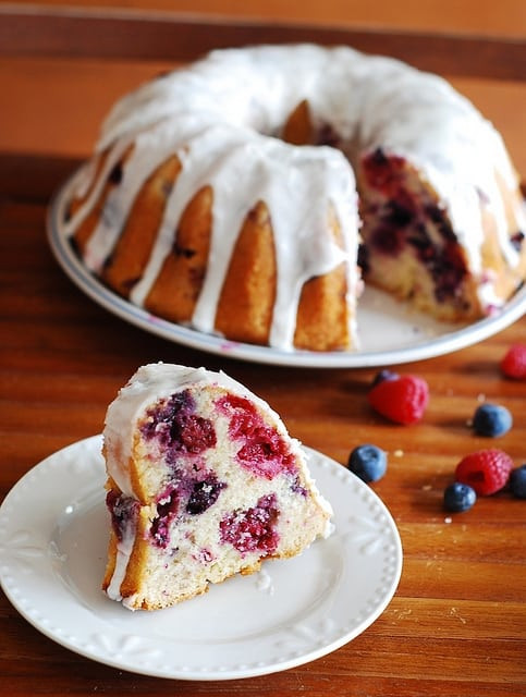 Mixed Berry Bundt Cake with Lemon Glaze