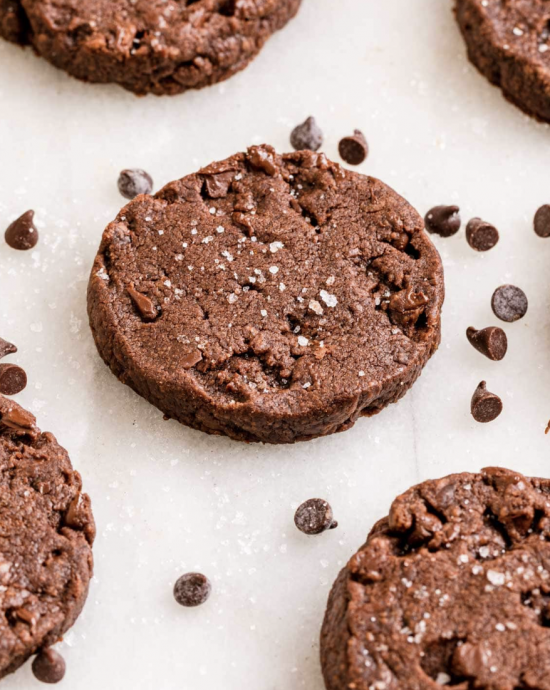 Salted Double Chocolate Shortbread Cookies