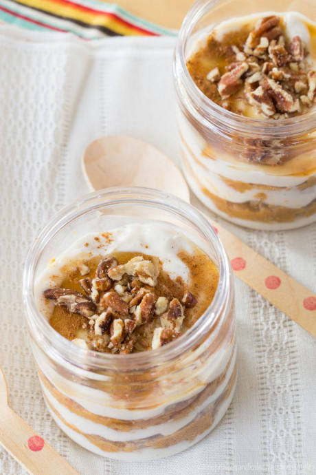 Pumpkin Pie Greek Yogurt Parfaits Made with Leftover Pumpkin Pie