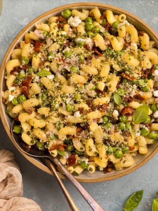 Green Pea Pasta Salad with Bacon