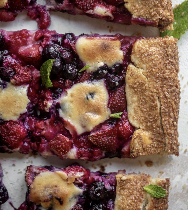 Triple berry cheesecake galette