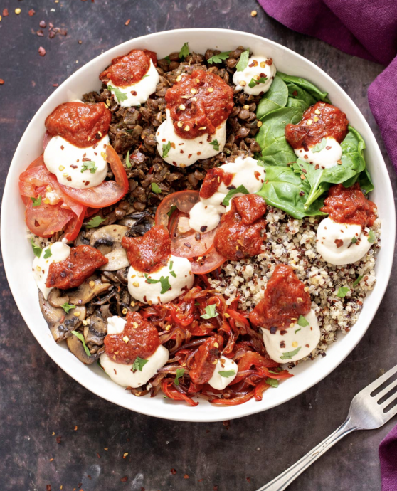 Vegan Pizza Bowl with Quinoa