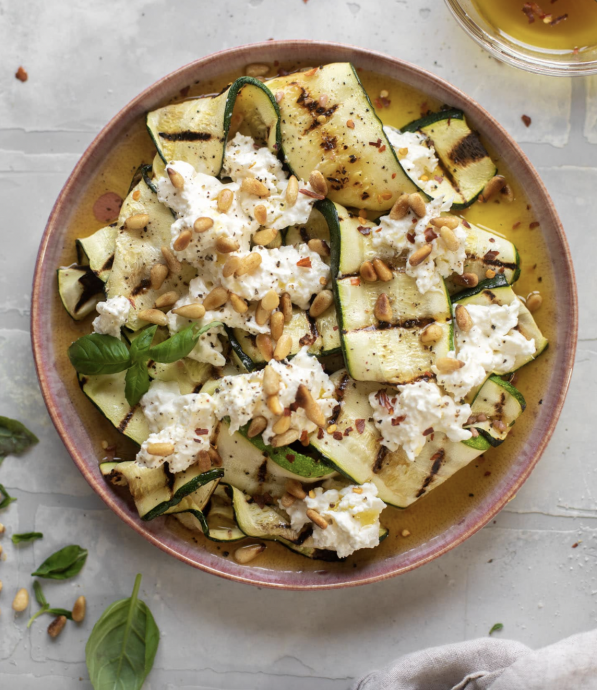 Grilled Zucchini With Burrata And Pine Nuts