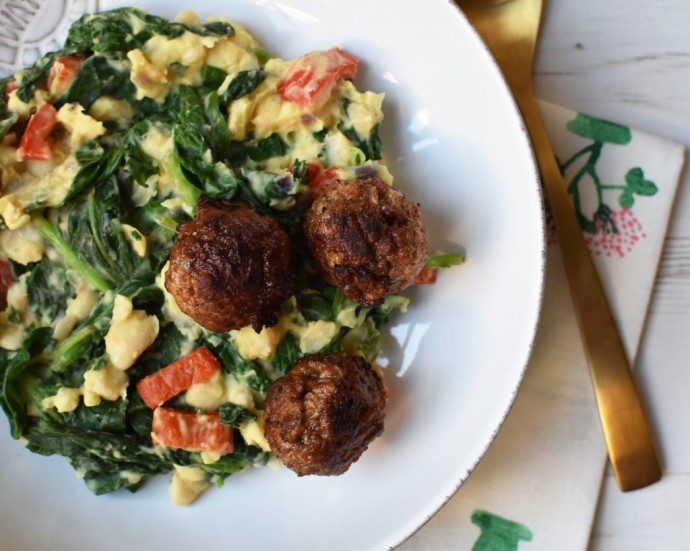 Spinach White Beans Mash with Veggie Balls