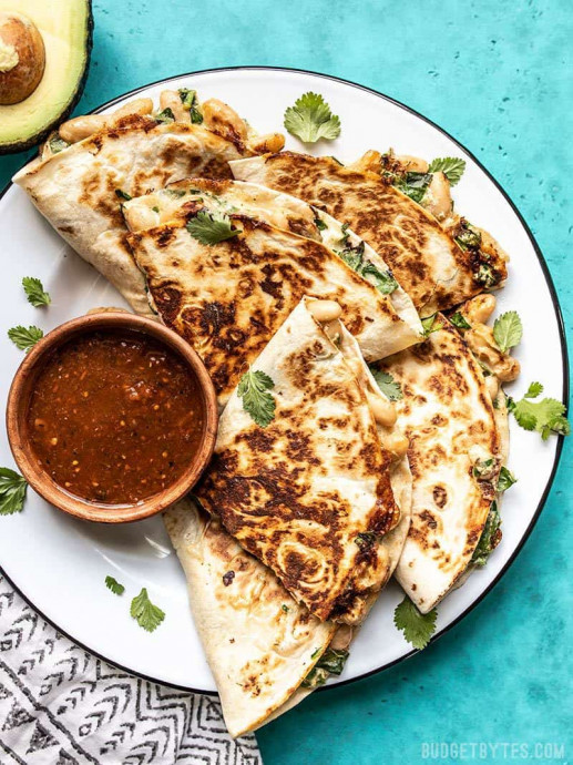 Creamy White Bean and Spinach Quesadillas