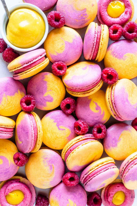 Mango Raspberry Macarons