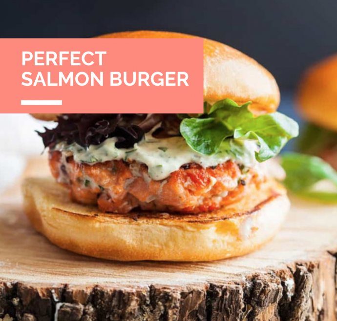 Perfect Salmon Burger with Lemon-Yogurt Sauce